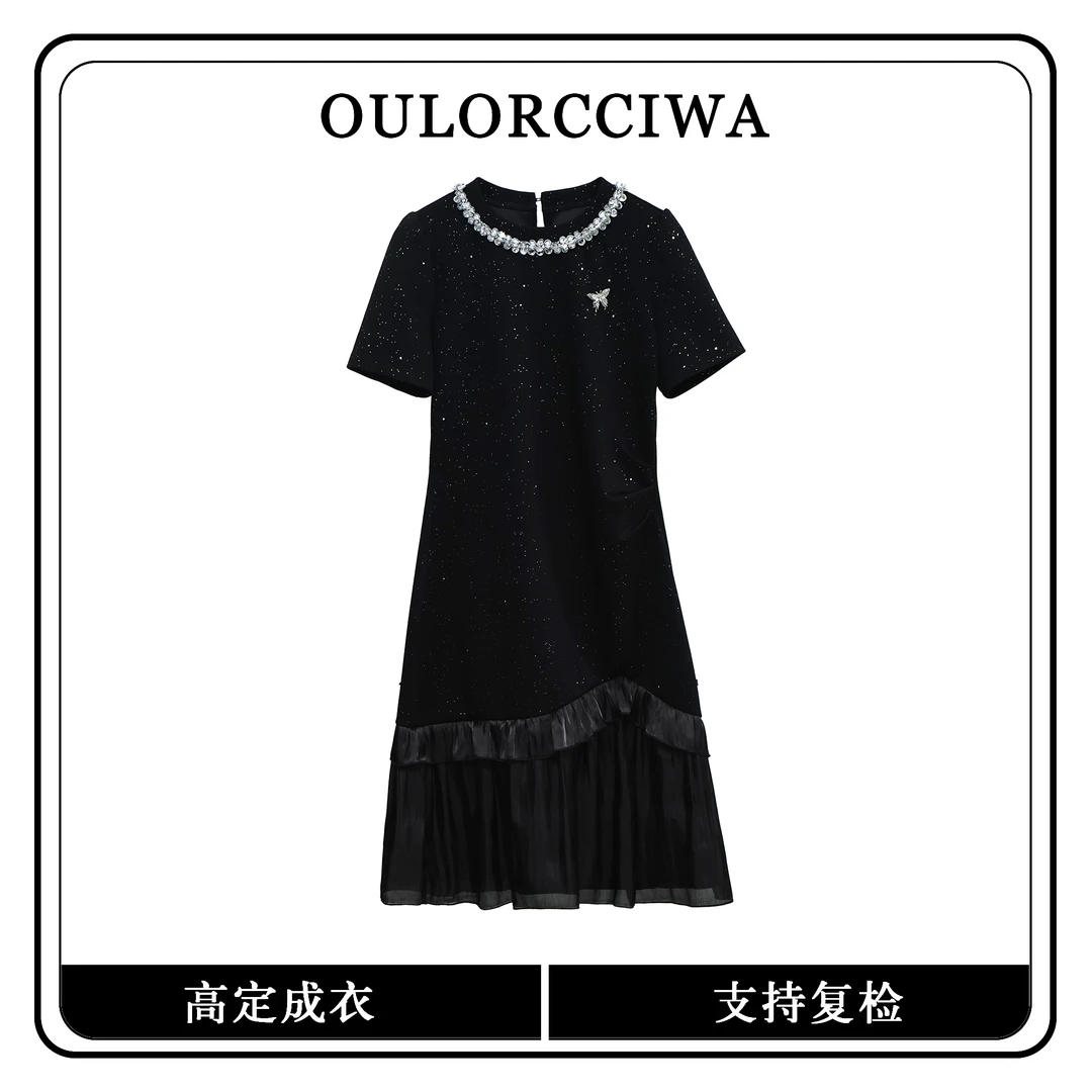 【DD】春款女装连衣裙气质时尚收腰显瘦连衣裙OLQW-974-黑色