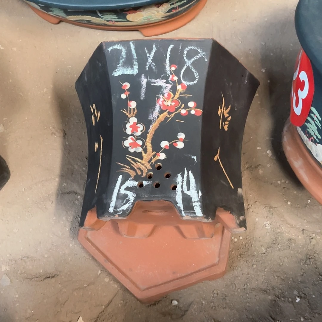 紫砂花盆六方盆一个