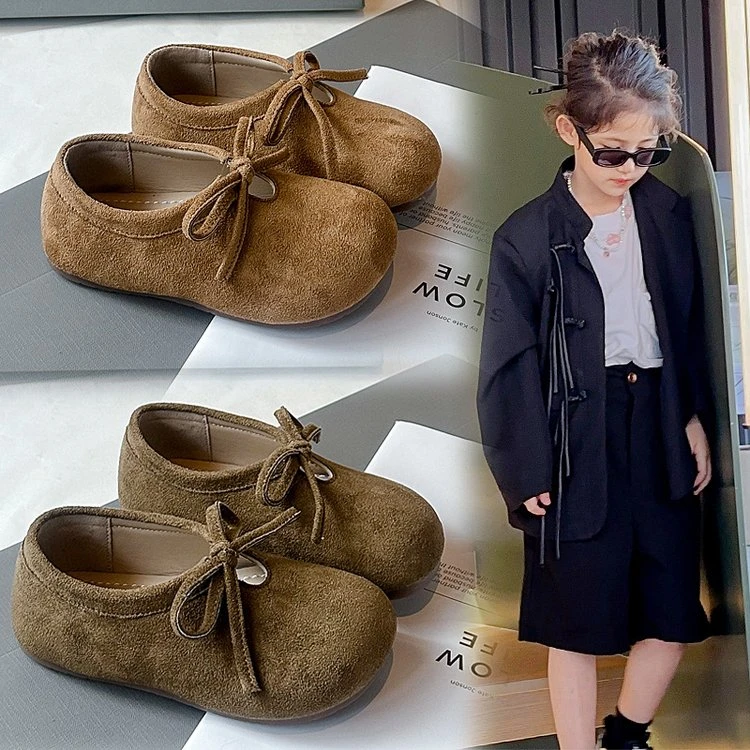 女童勃肯鞋2025春秋新款儿童鞋子女孩小皮鞋小童宝宝复古豆豆鞋潮