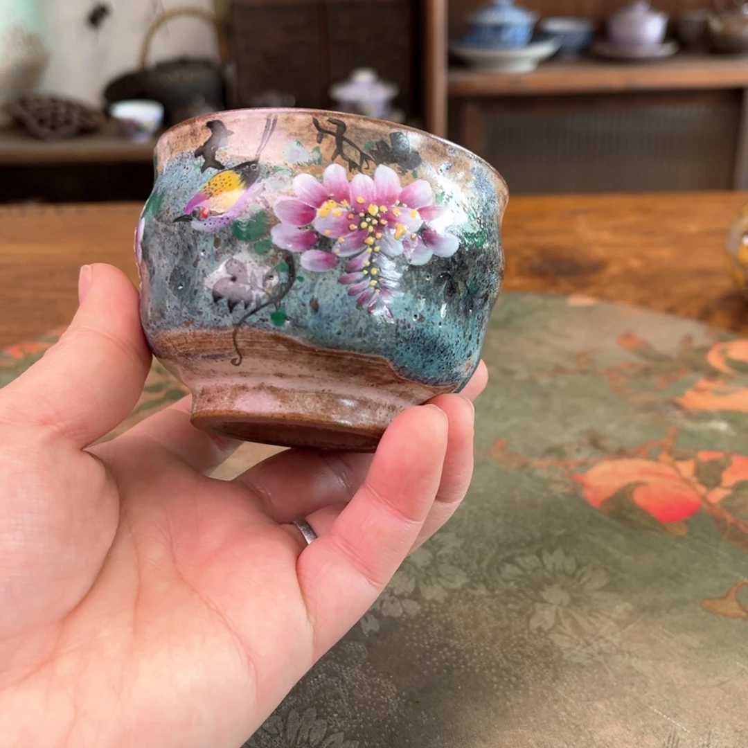 杯柴烧手工手绘陶瓷