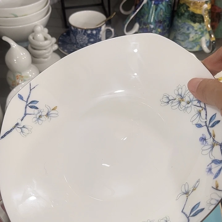 瓷片微瑕骨瓷方汤盘一个水云间