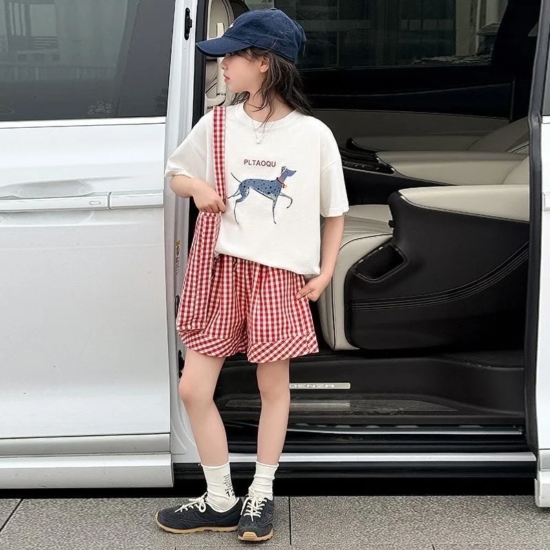 女童夏季带包包短裤套装