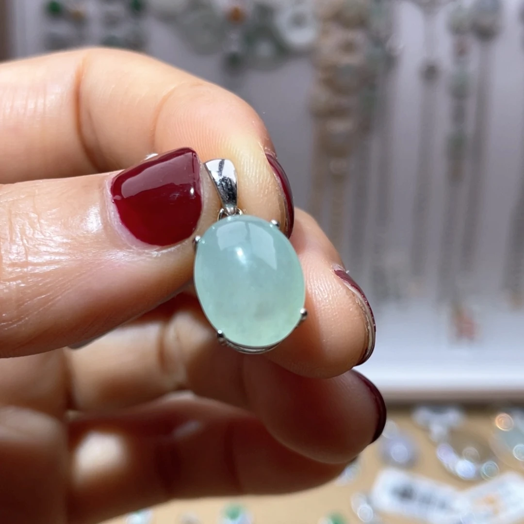吊坠(不含链)银S925镶嵌翡翠