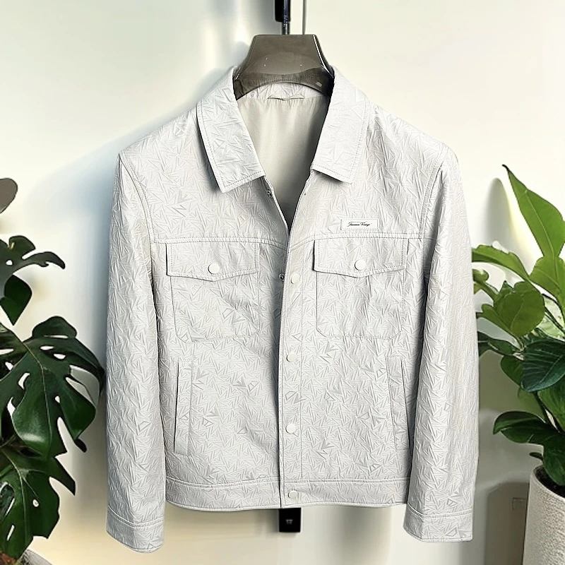 断码捡漏-春秋季男士时尚提花翻领百搭休闲夹克外套（24928）