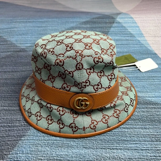 未使用 GUCCI/古驰 绿色满印双G渔夫帽