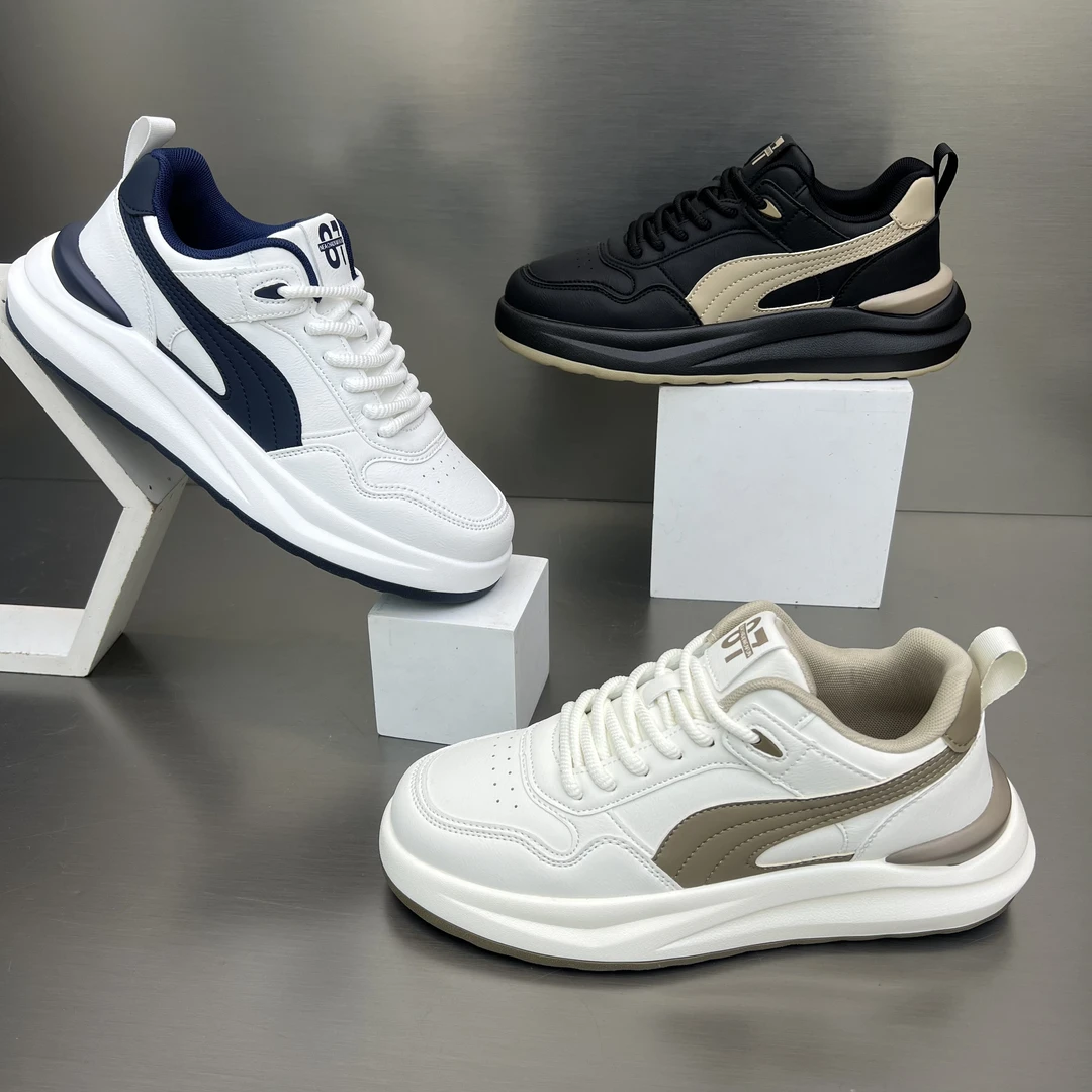 5005秋冬新款时尚百搭舒适小白鞋潮鞋男鞋轻奢皮面轻便男士休闲鞋