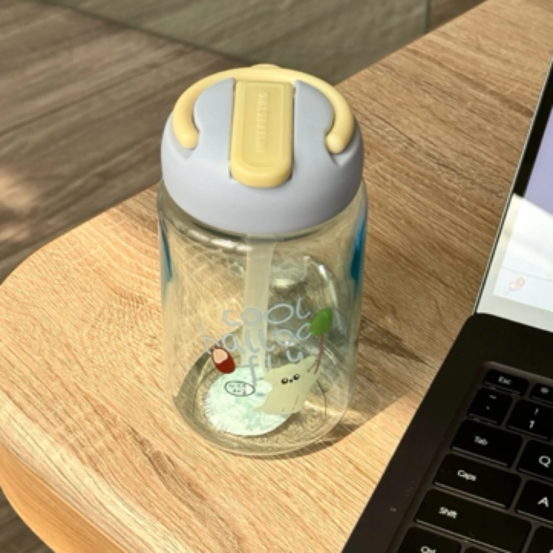 小片面包可爱小狗食品级塑料吸管高颜值女防摔小巧便携夏天随手杯