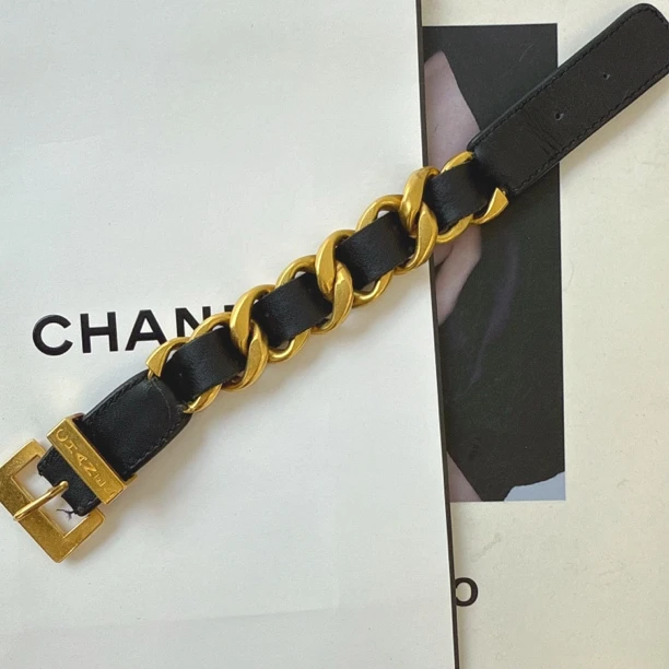 95新 Chanel/香奈儿 Chanel vintage香奈儿中古皮穿手链