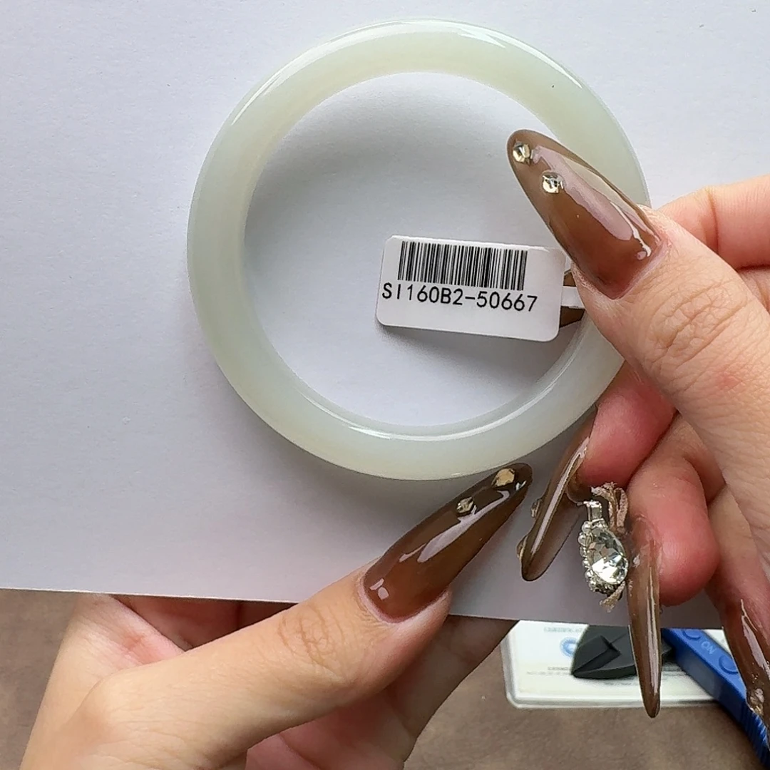 和田玉未镶嵌手镯57冰白