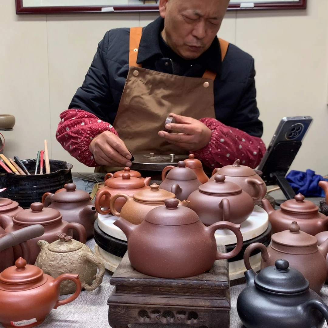 紫泥茶壶饮月170 C半手工制作