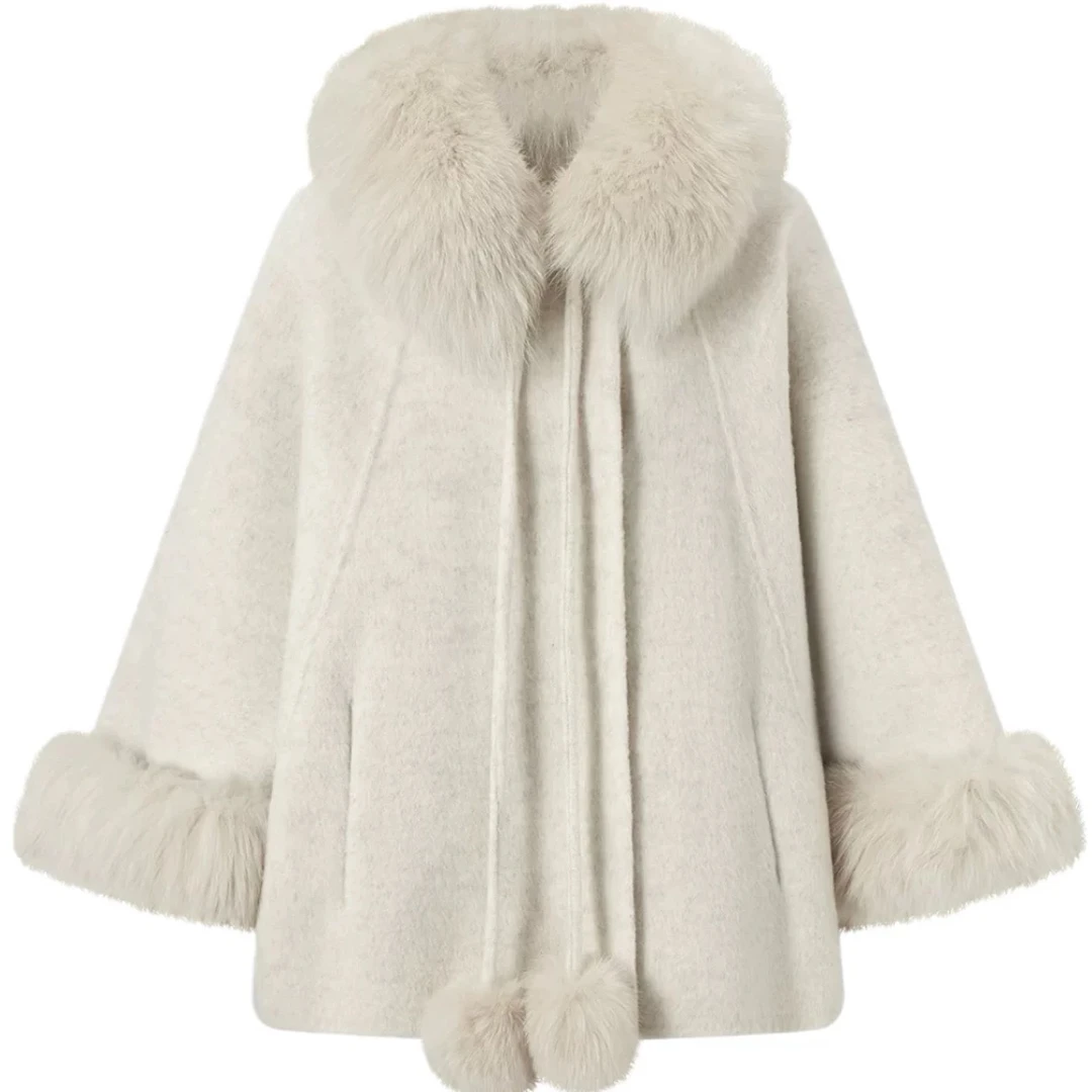 【胖胖卿】年款大码狐狸毛羊毛大衣