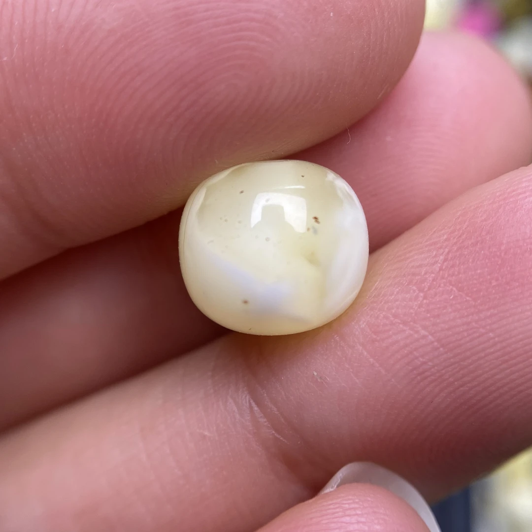 蜜蜡老型配饰10.1×9.1mm，一边有植物粉尘，保天然无优化，清货