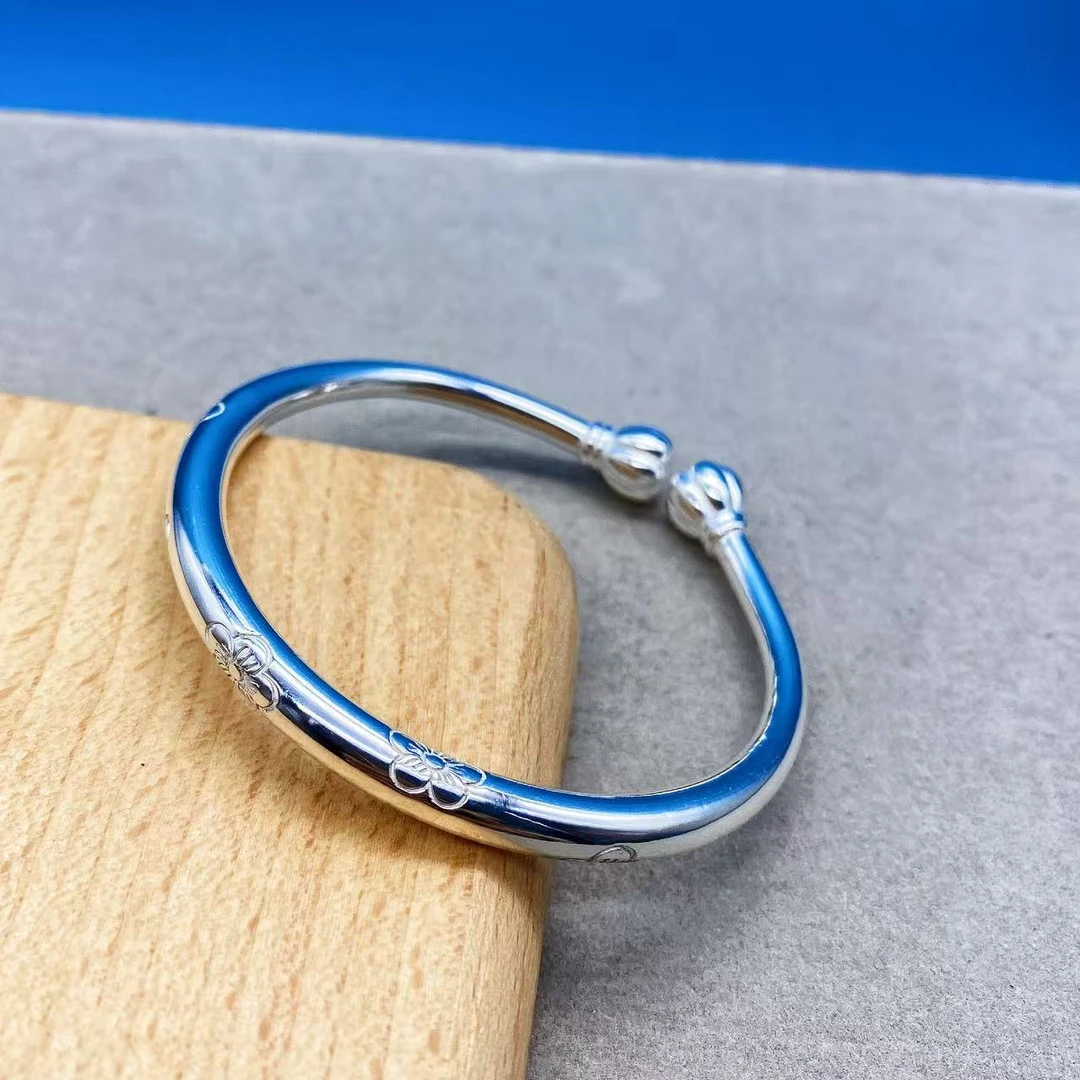 足银手镯 足银999樱花南瓜手镯