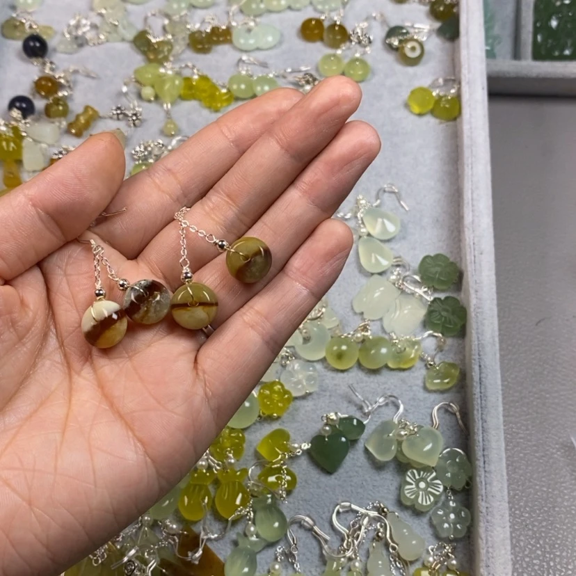 【闪购商品】未镶嵌蛇纹石玉挂件耳饰耳环项链ღ***࿐