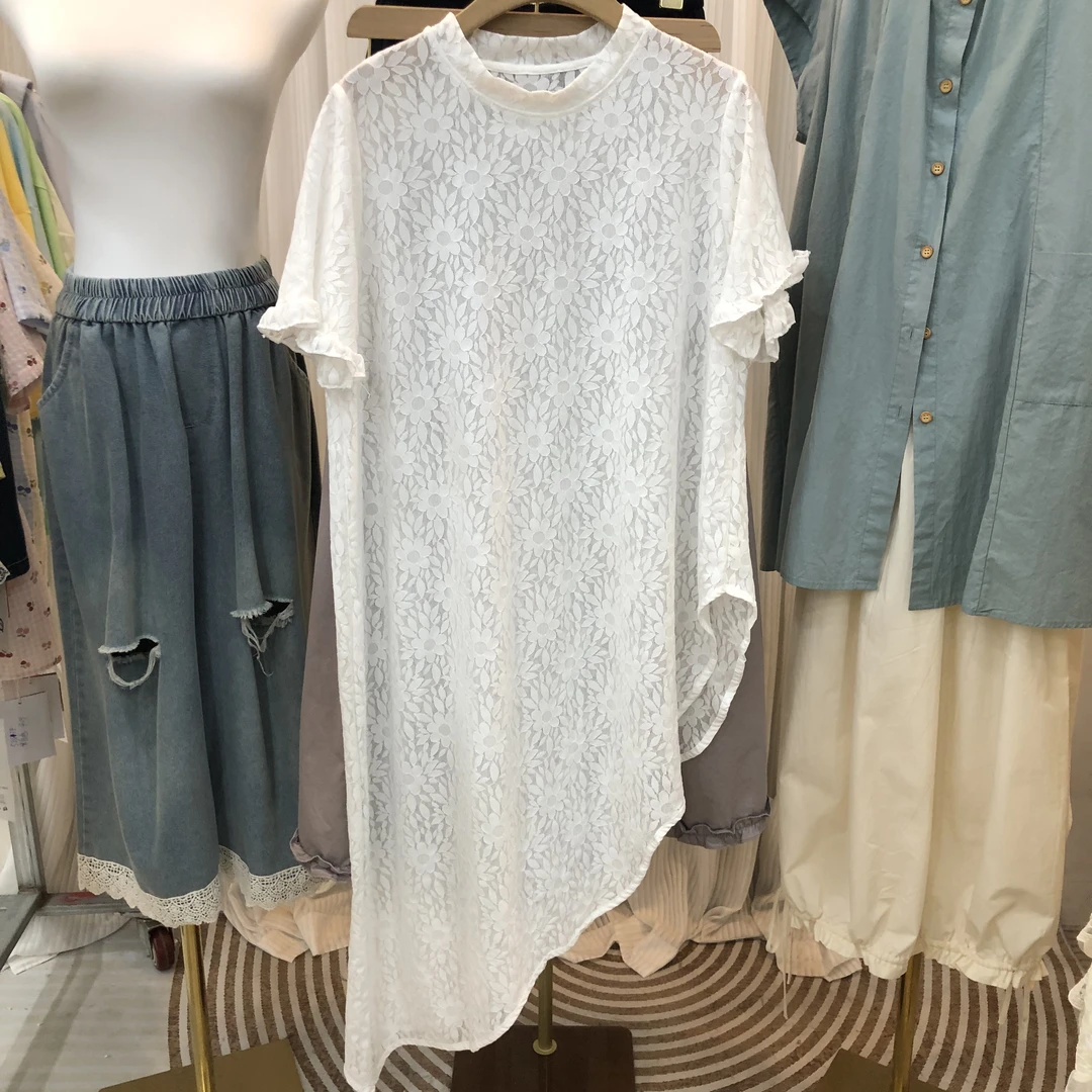 【9360】法式设计感蕾丝短袖T恤女夏季小众