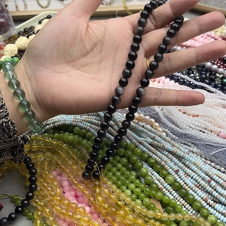 玛瑙/玉髓珠宝半成品未镶嵌一条6mm银耀石