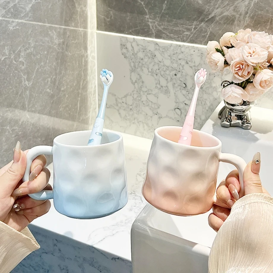 2025新款浴室高颜值渐变漱口杯情侣刷牙杯陶瓷洗漱杯家用牙杯一对