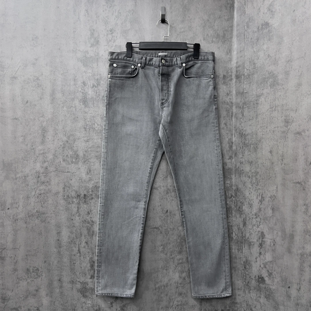 99新 DIOR/迪奥 水洗灰皮牌Logo牛仔裤/ZK477/34码