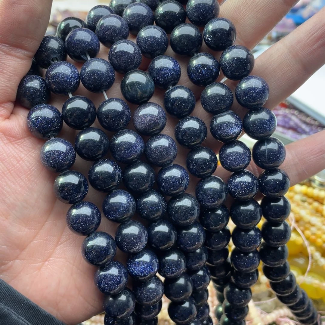 玛瑙/玉髓珠宝半成品未镶嵌一条装12mm蓝沙圆珠