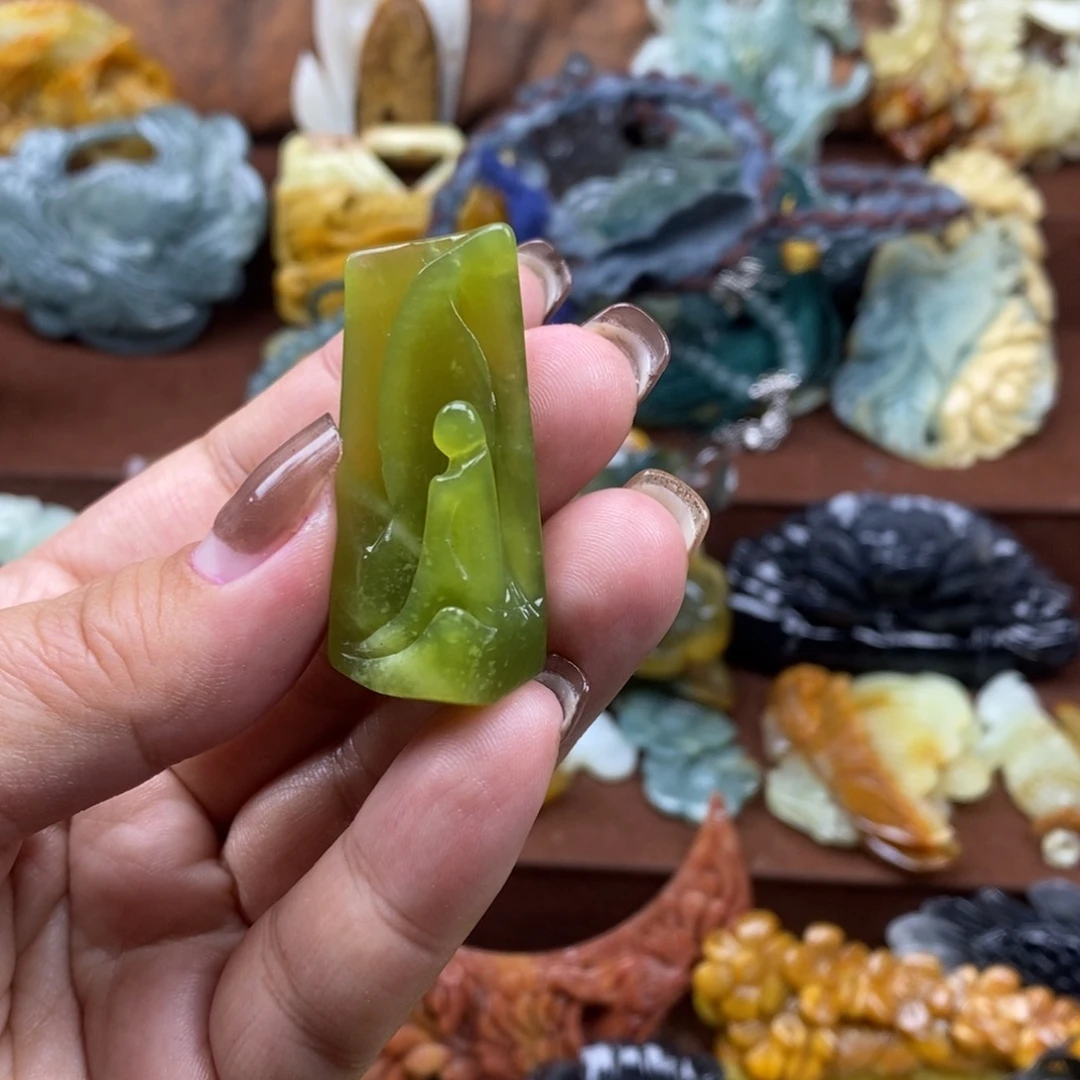 寂***喜蛇纹石玉未镶嵌吊坠(赠链)