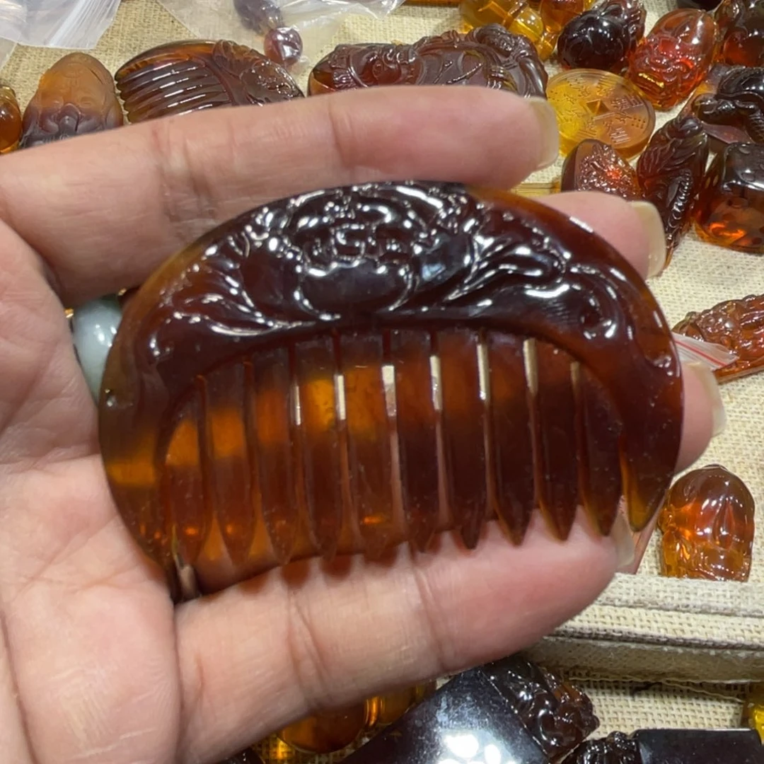 琥珀未镶嵌手串梳子