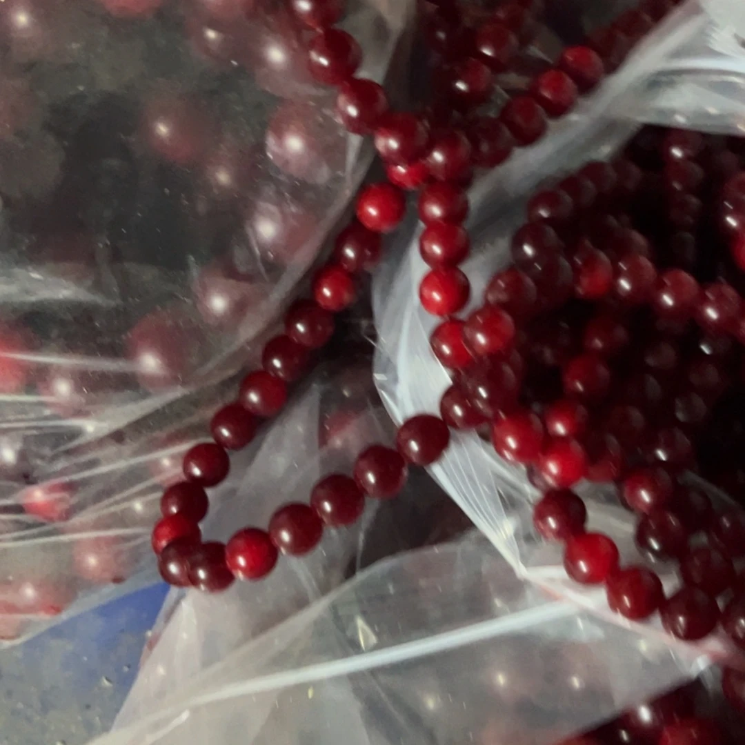 齿***贝松木（琥珀木）手串/手链1.1，108固化红色