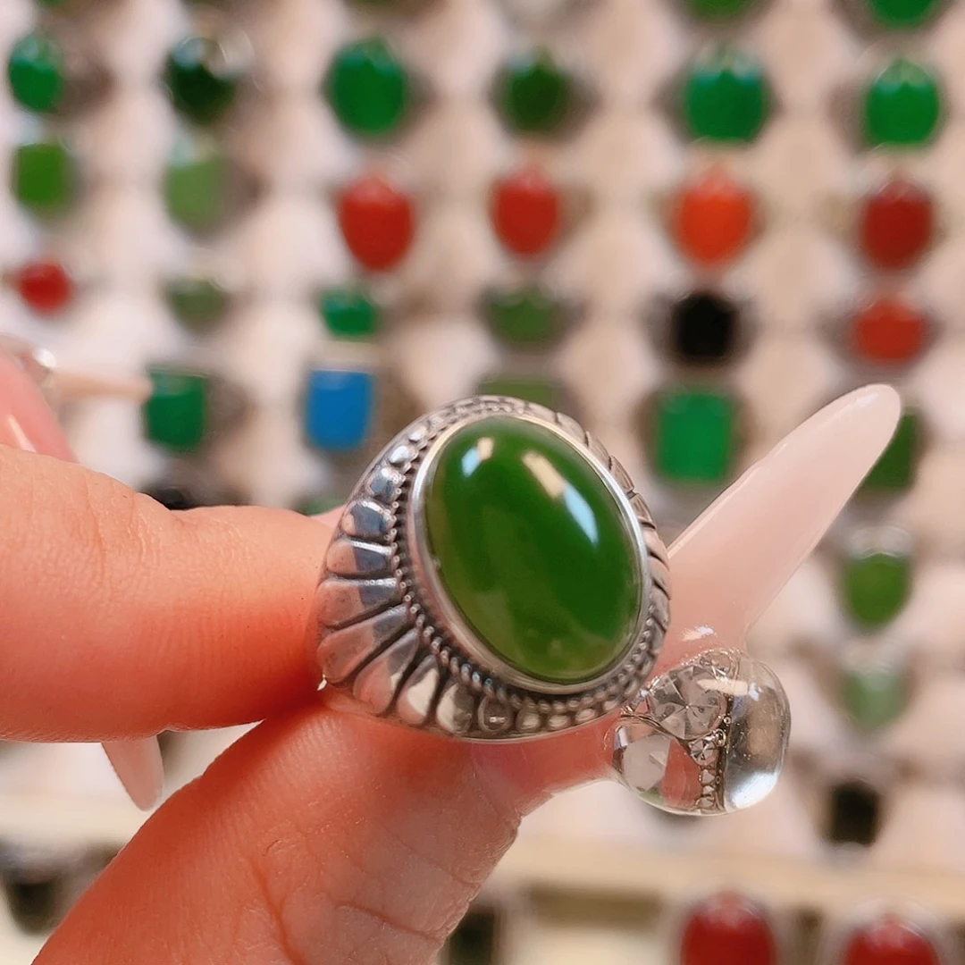 银S925镶嵌戒指和田玉