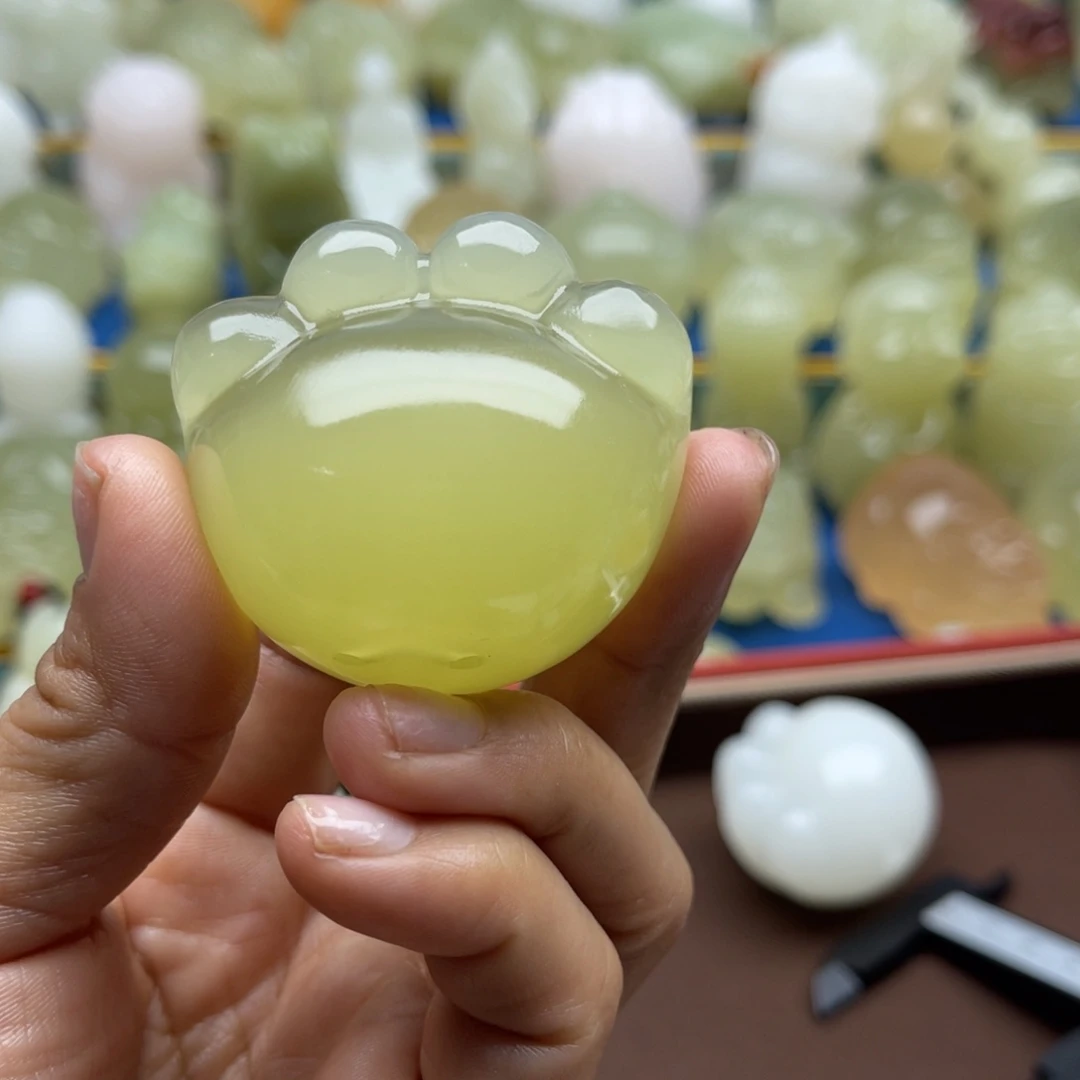 二***猫玉天然桌面小摆件