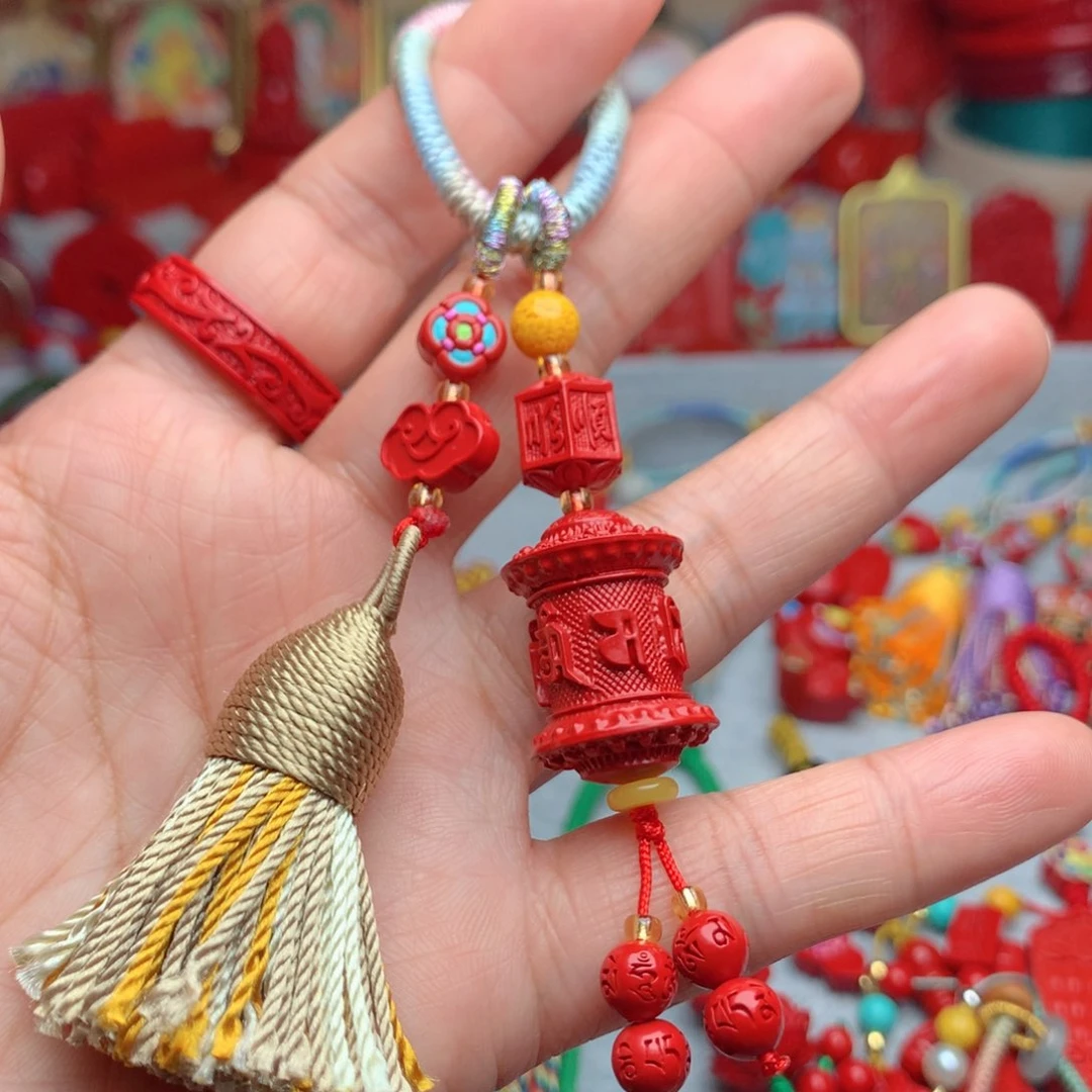 天然辰砂工艺品朱砂钥匙扣