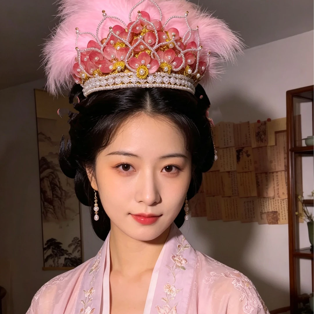 【熙玖阁】粉琉璃荷花发冠汉服重工珍珠头冠古风新娘秀禾头饰HF129