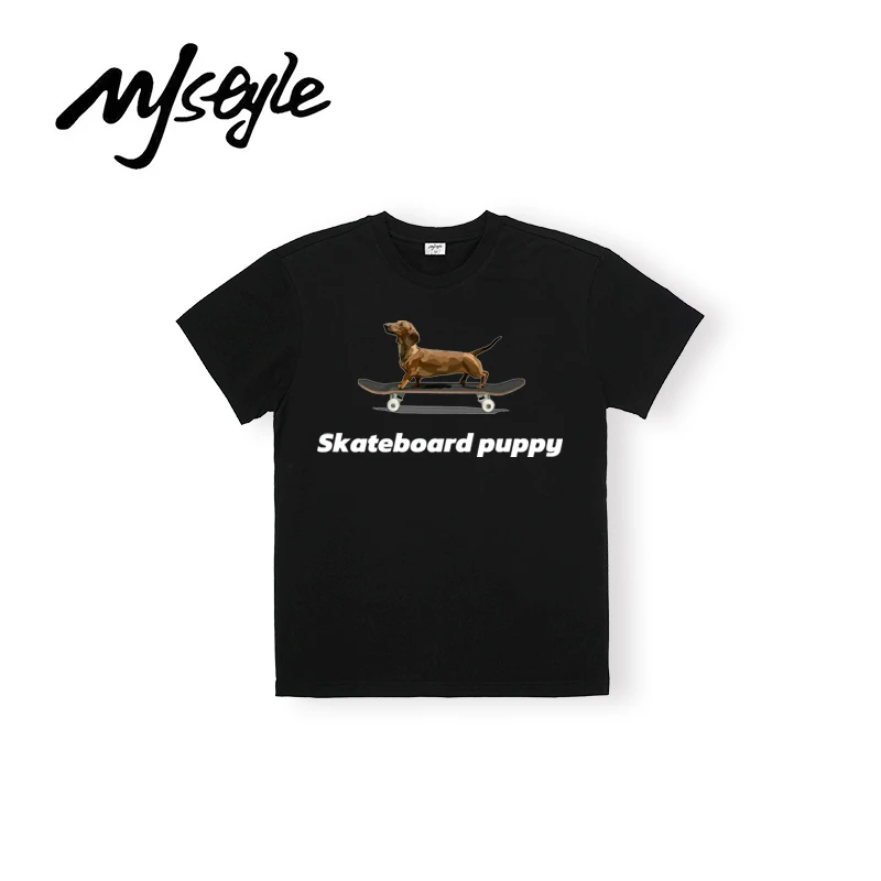 夏季休闲圆领全棉夏款短袖t恤男款宽松版型纯棉街头风黑色上衣