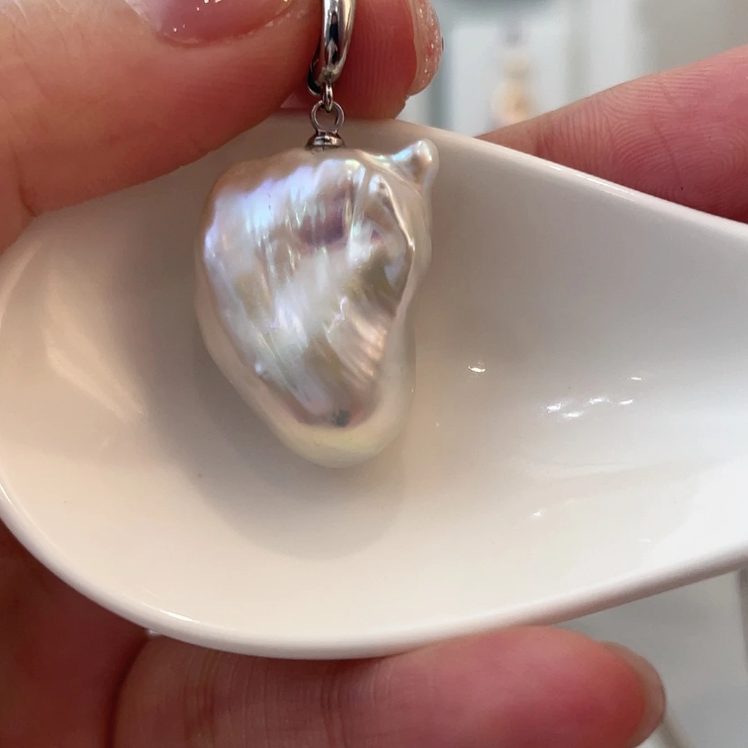 淡水珍珠天然珍珠巴洛克银S925镶嵌