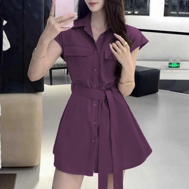 【王二小】【三色】【两件套】女夏装新款洋气减龄收腰裙子套装D1018