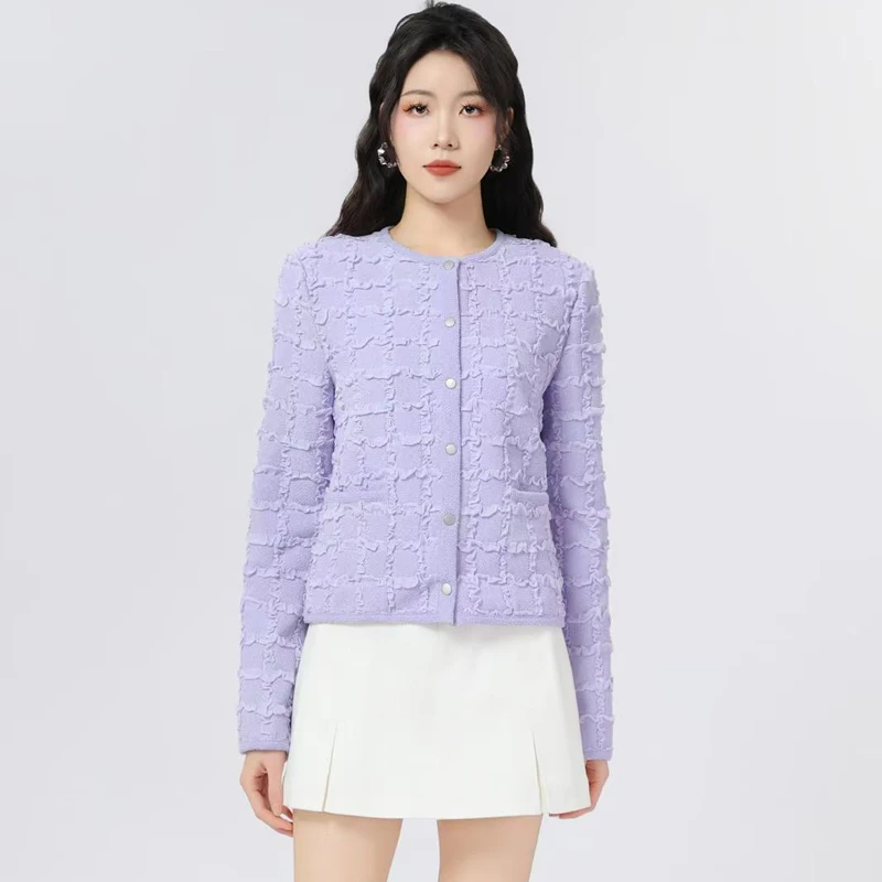 AMAS{专柜阿玛家}商场同款圆领肌理感小香风薄款外套女1400512