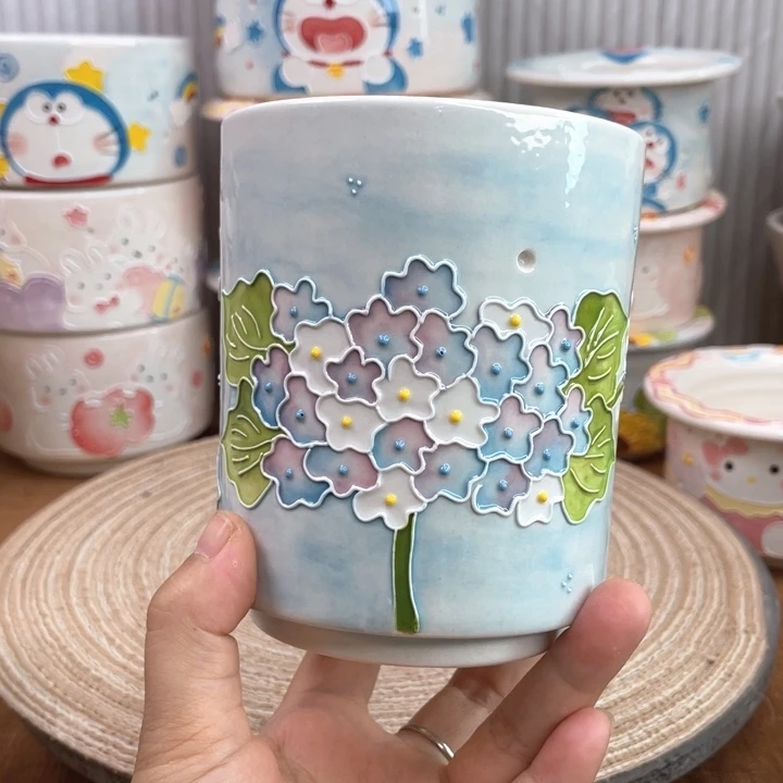 白泥手绘多肉花盆11