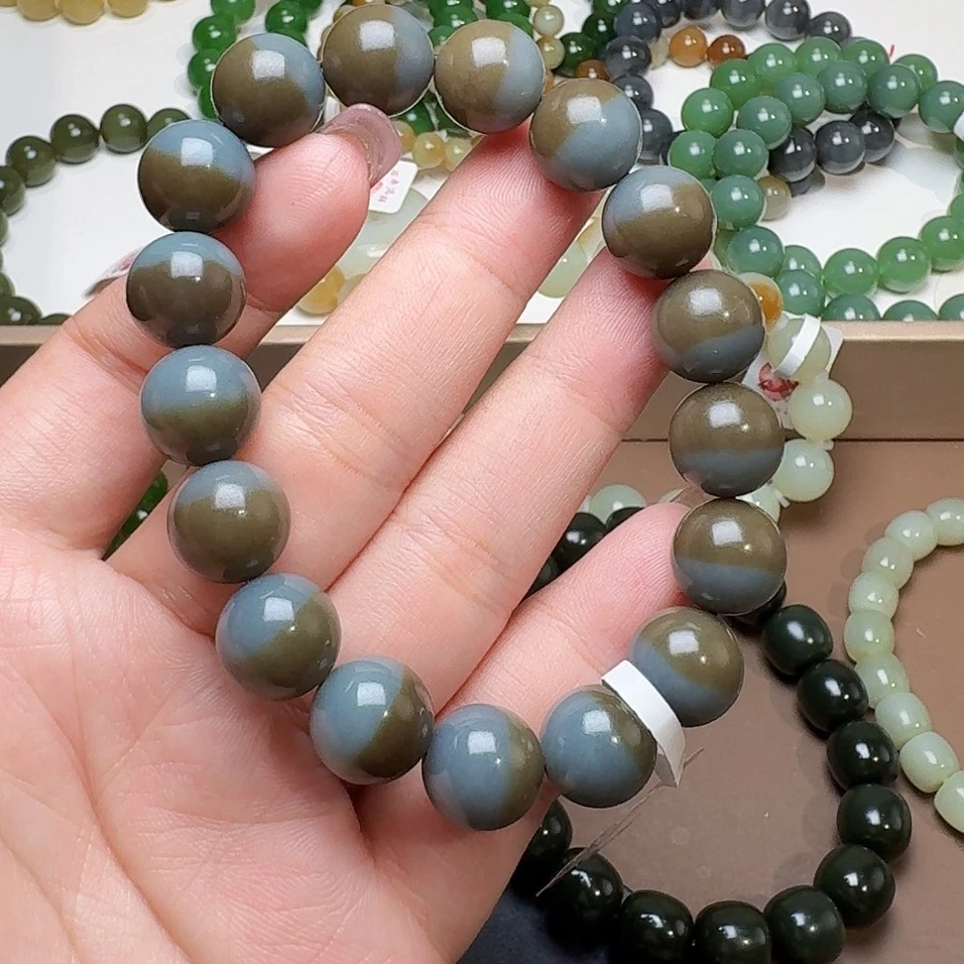 和田玉未镶嵌手链且末12 特细