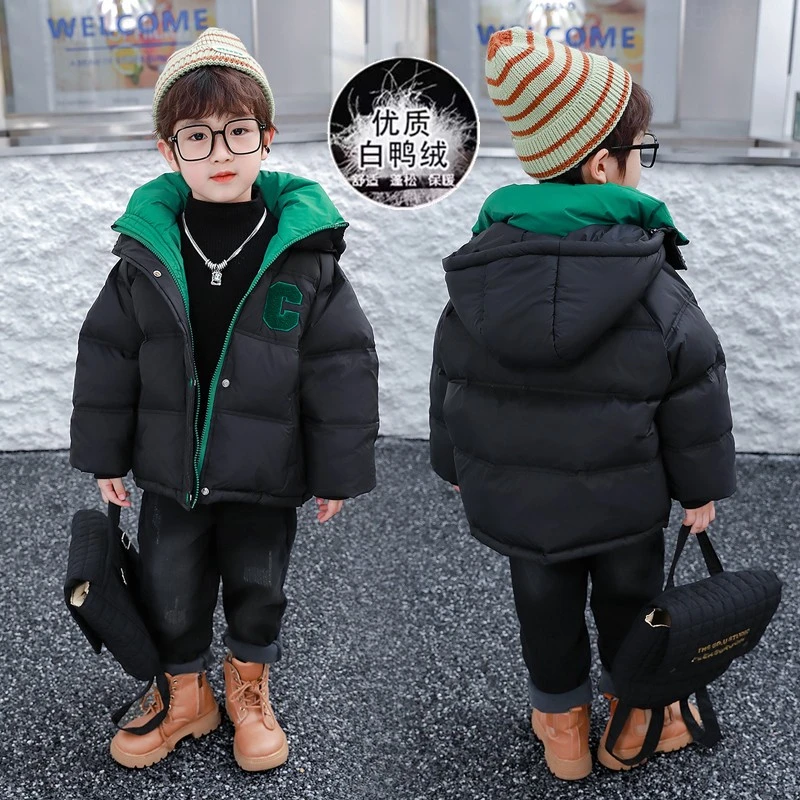 巴拉开门男童羽绒服冬款加厚白鸭绒棉衣外套新款男童95白鸭绒男童