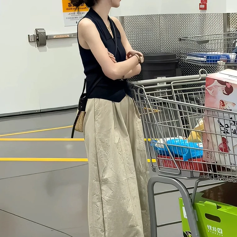 【海南简爱】女翻领上衣休闲裤阔腿裤独特两件套7101-5