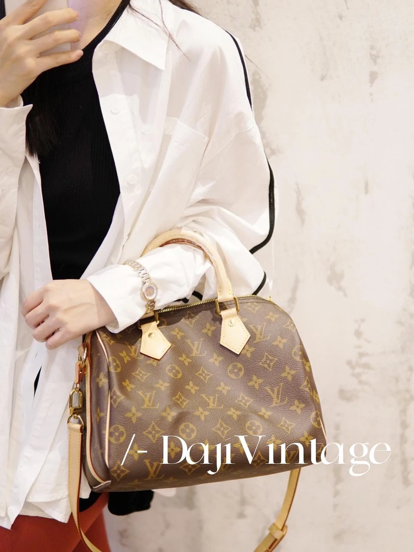 99新 LouisVuitton/路易威登 大吉中古/sh/speedy25肩带款斜挎包