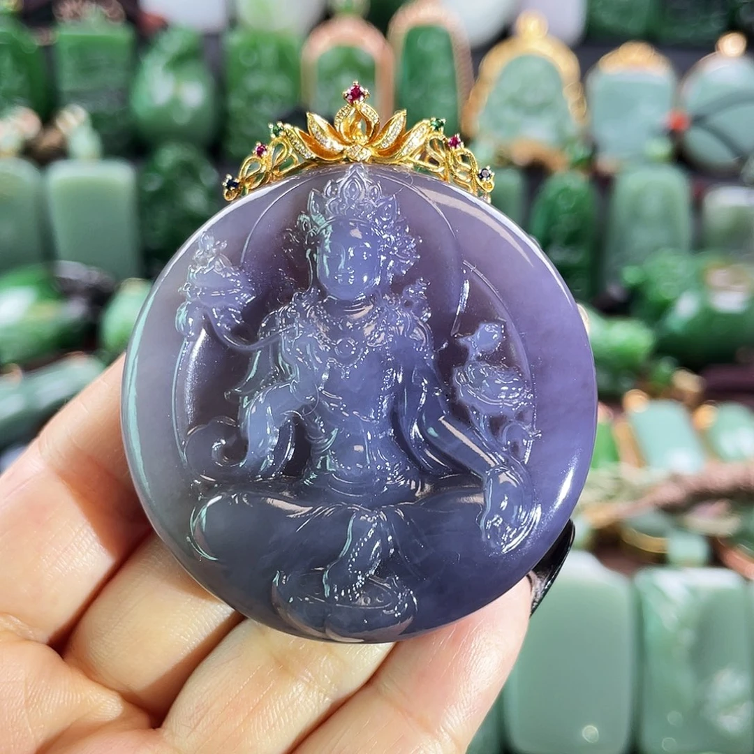 和田玉挂件18K金镶嵌