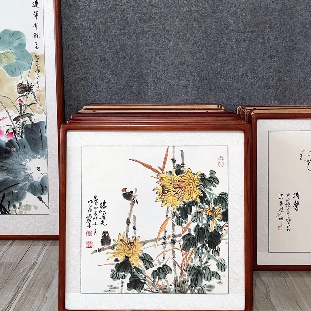 国画书画作品带框63×63