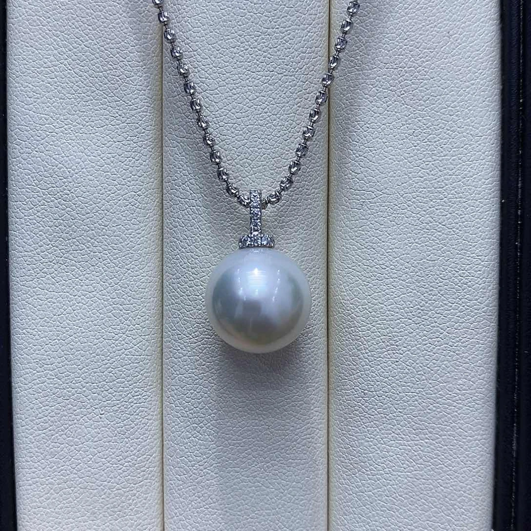 吊坠(不含链)海水珍珠18K金镶嵌13到14点位澳白