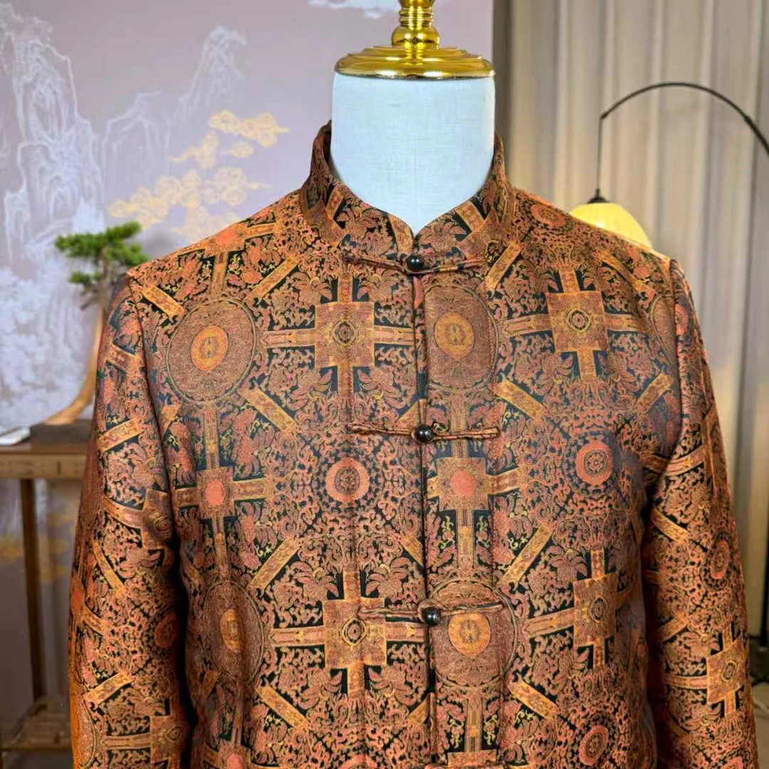 蕴玥古玥 新款冬季宋锦八达运棉服上衣 新中式男士外套国风长袖