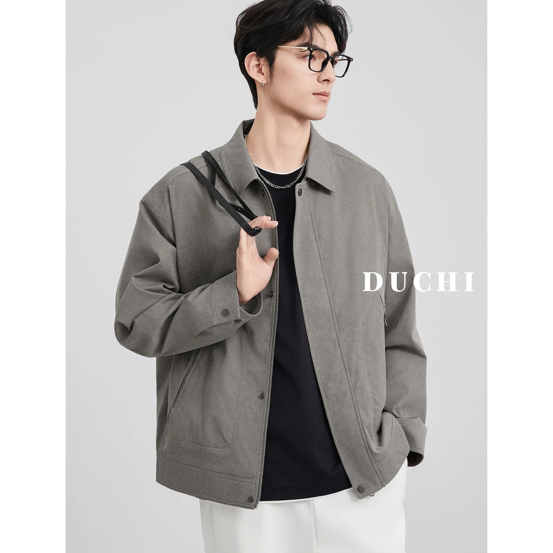 独驰DUCHI复古扎染工装外套男春秋新款休闲美式翻领高级通勤夹克