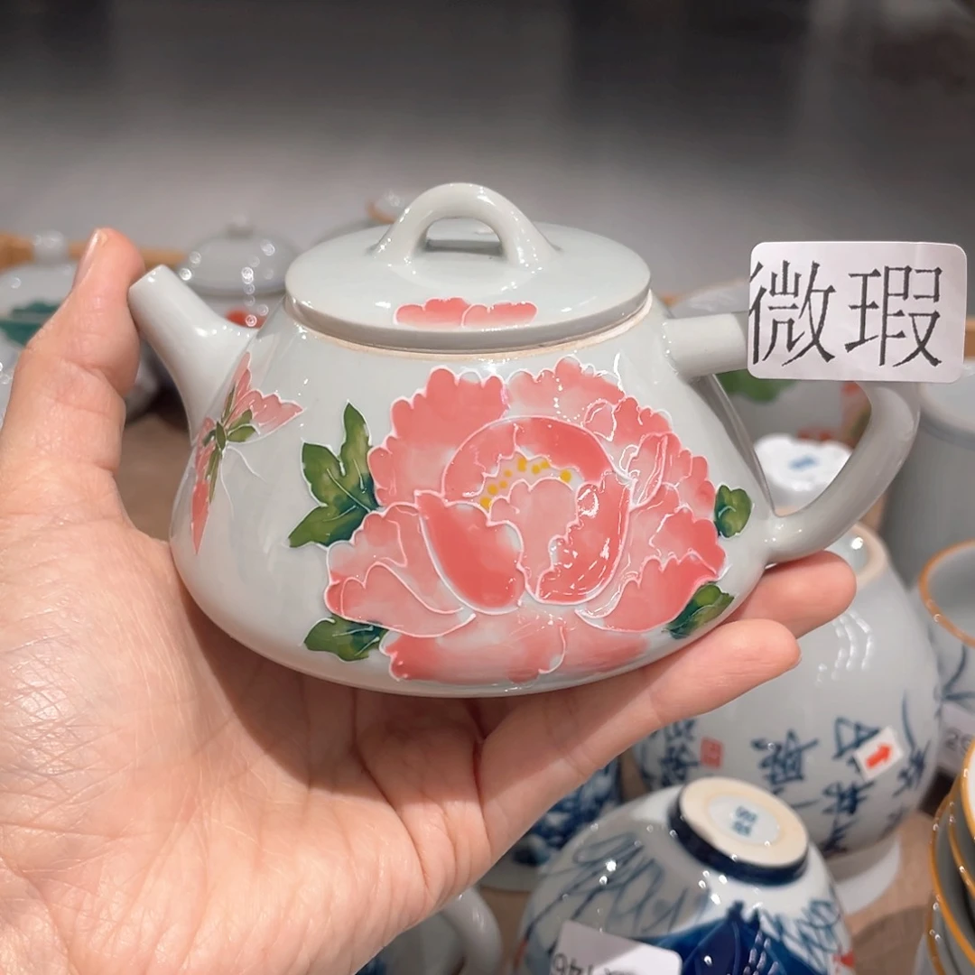 釉下彩纯手绘有瑕