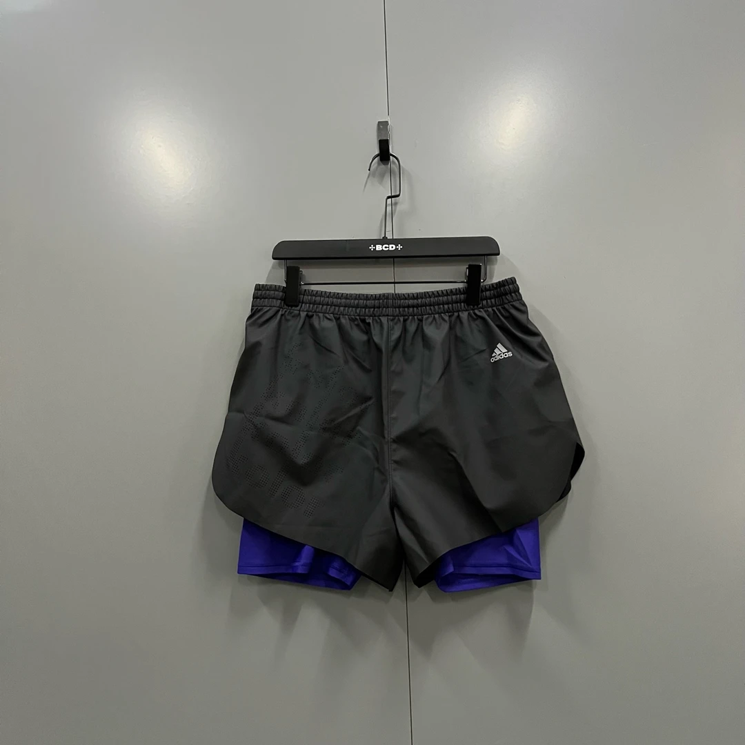 未使用 maje jp1211 Adidas  黑紫拼接运动短裤 32码 020209