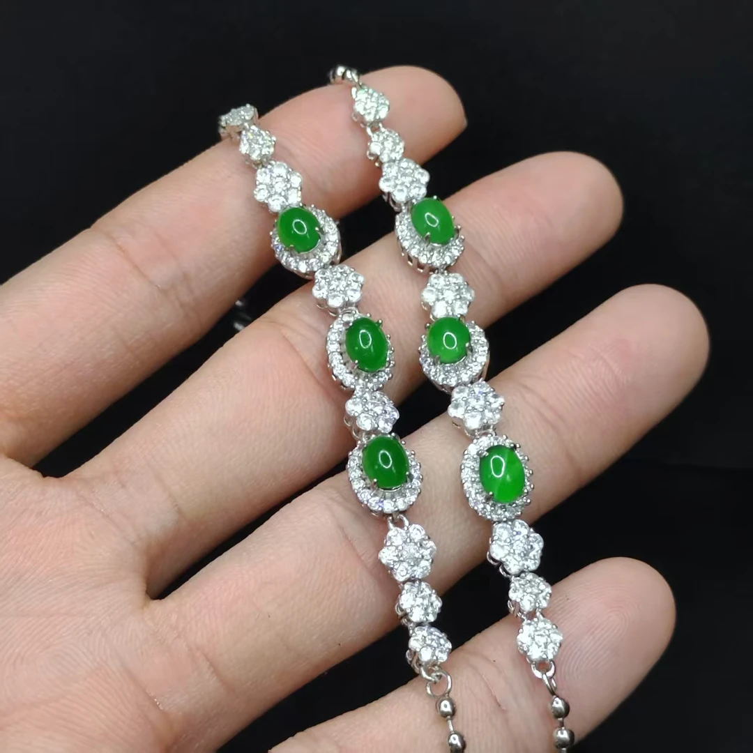 【李想精选】翡翠蛋面手链LW【多样性发其一】约6-4mm