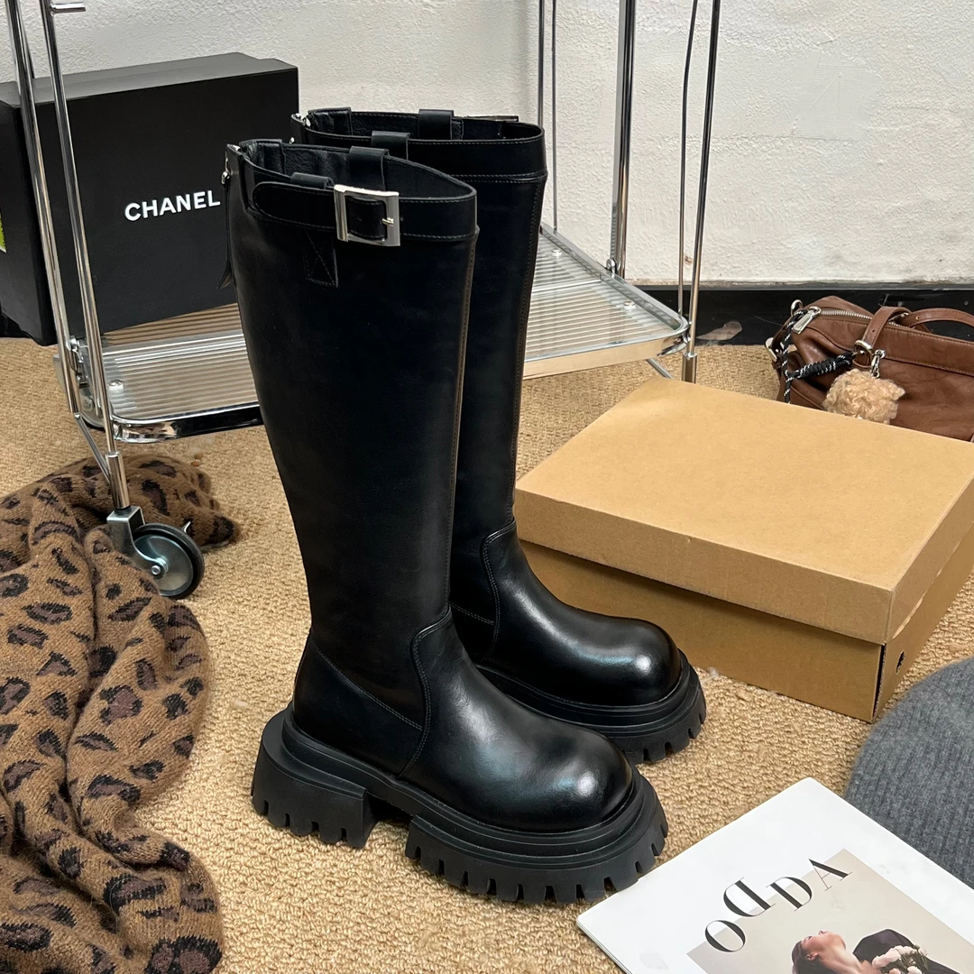 CC-  6cm| 新款边扣长靴厚底增高长筒显瘦ins百搭时尚款XDXM678