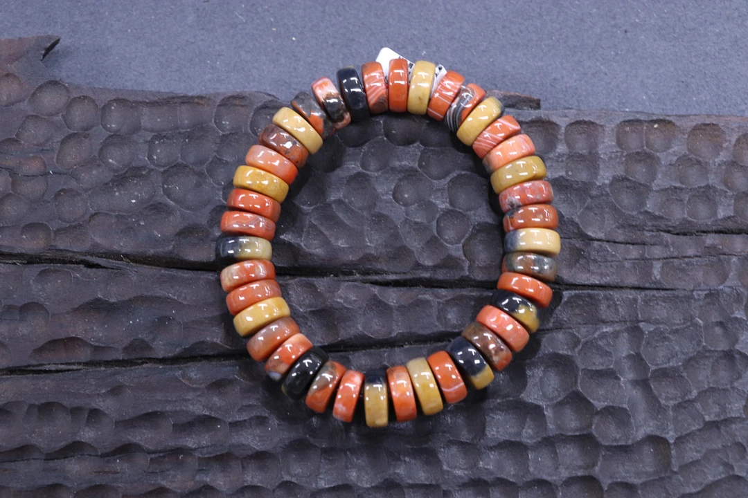 原矿无优化南红黄绿皮包浆药片单圈12mm左右有坑裂慎拍