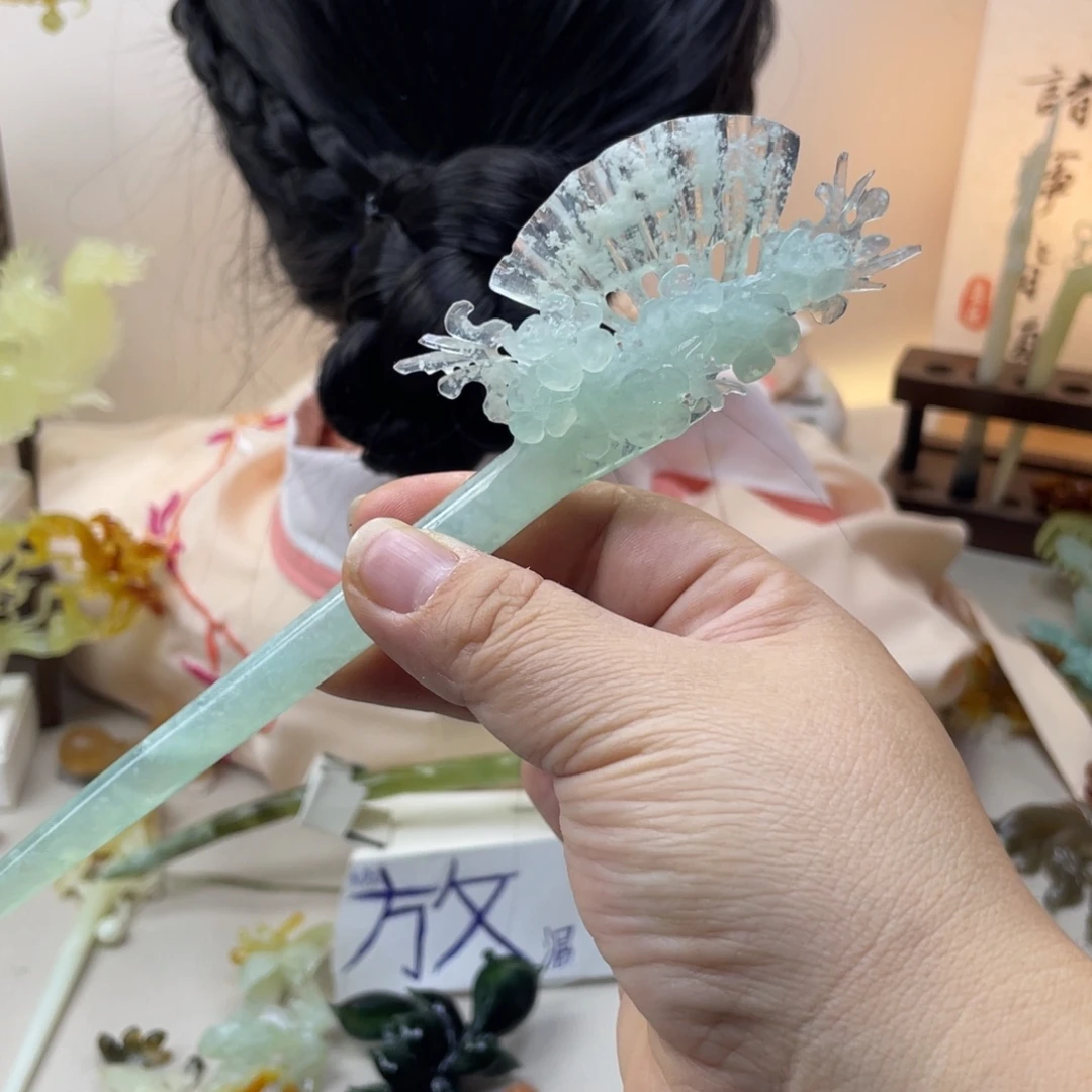 蛇纹石玉合金发饰